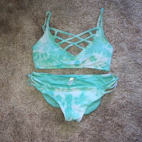 Ardene Blue and White Tye Dye Bikini